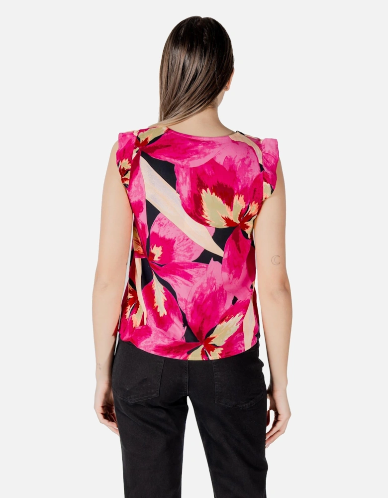 Floral Sleeveless V-Neck Top Women - Pink