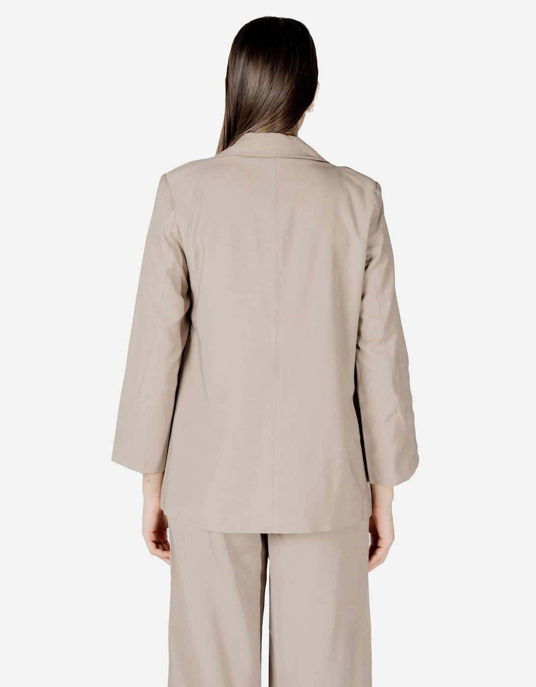 Low-Cut V-Neck Blazer with Lapel Collar Women - Beige