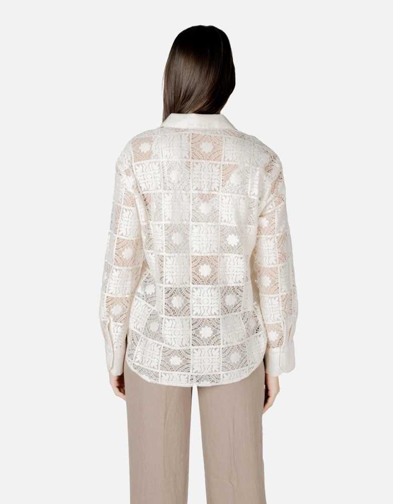 Classic Button-Up Long Sleeve Blouse Women - Beige