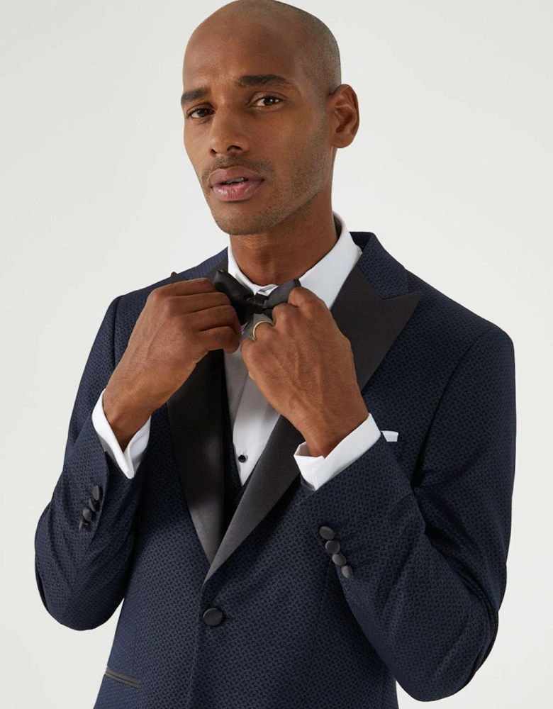 Cuba Tailored Fit Tuxedo Suit Jacket - Navy