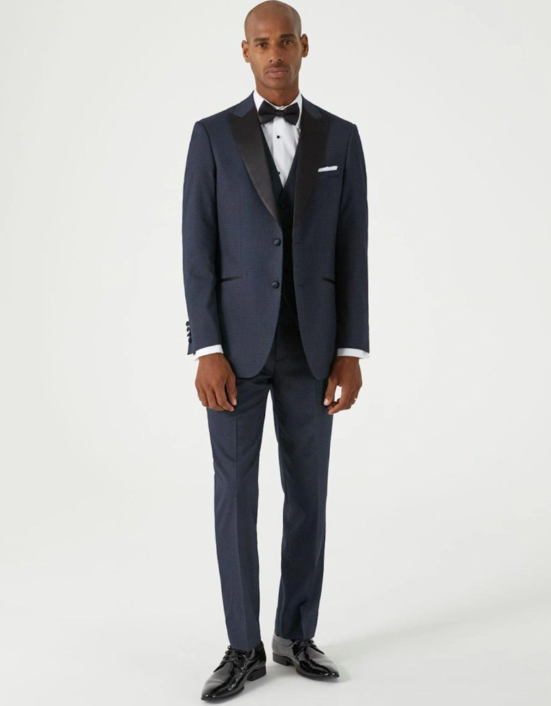 Cuba Tailored Fit Tuxedo Suit Jacket - Navy