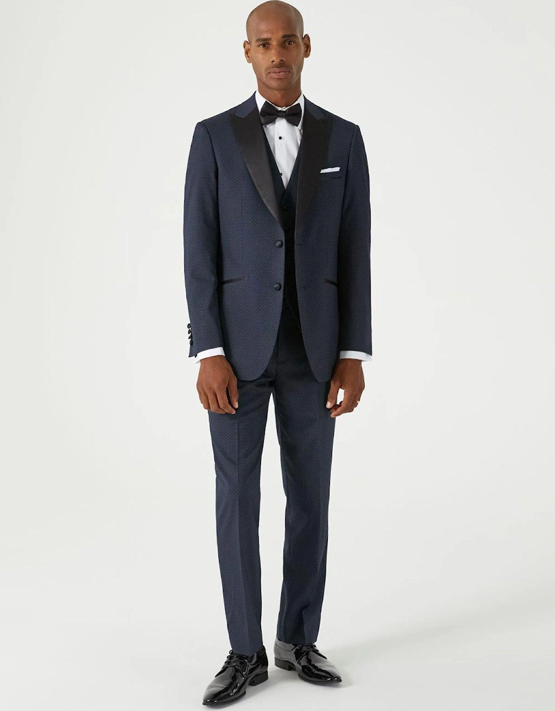 Cuba Tailored Fit Tuxedo Suit Jacket - Navy