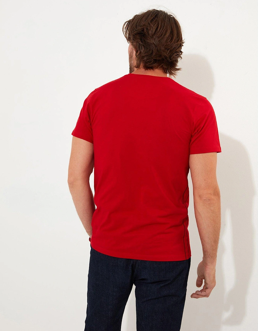 Novelty Christmas Stag Graphic T-shirt - Red
