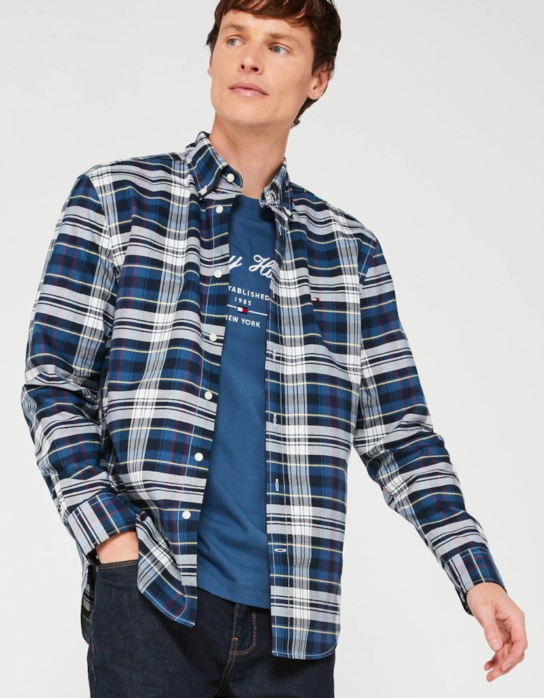 Regular Fit Heritage Plaid Oxford Shirt - Dark Blue
