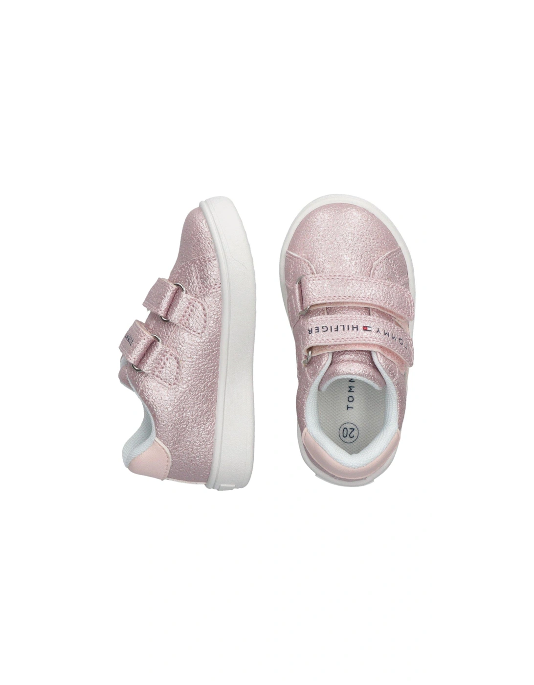 Girls Logan Flag Low Cut Velcro Trainers - Pink