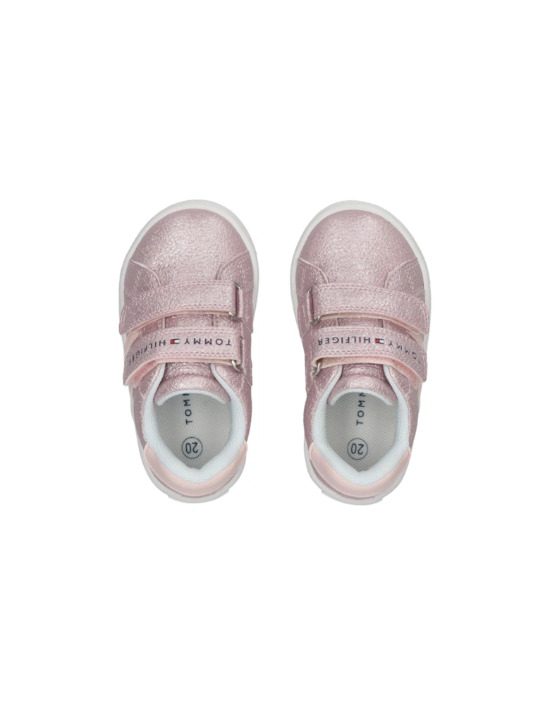 Girls Logan Flag Low Cut Velcro Trainers - Pink