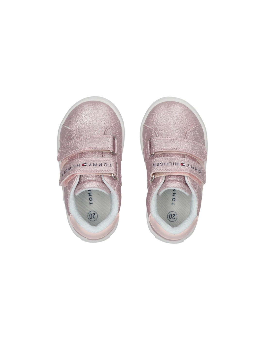 Girls Logan Flag Low Cut Velcro Trainers - Pink