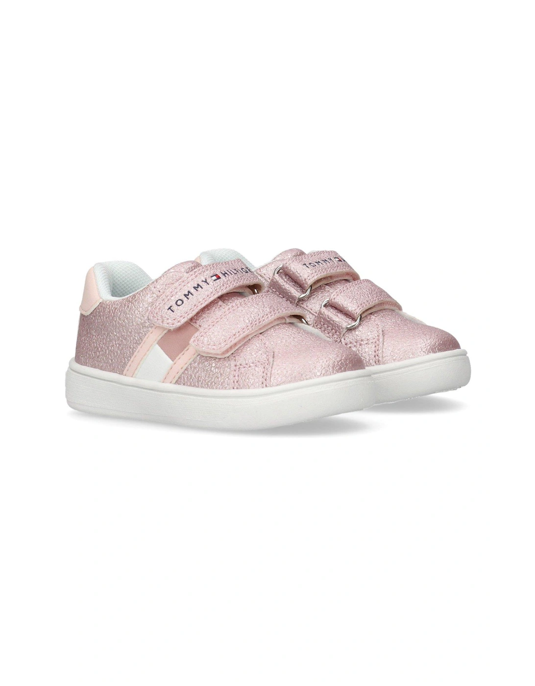 Girls Logan Flag Low Cut Velcro Trainers - Pink