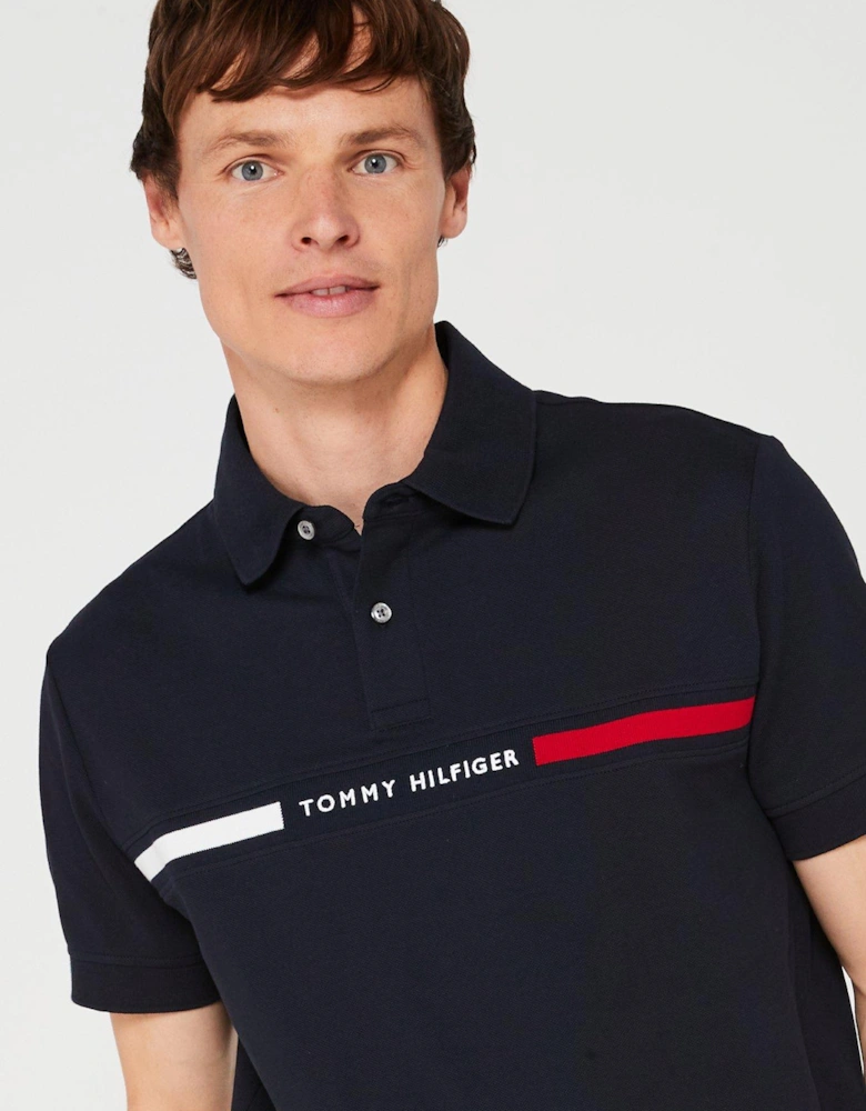 Regular Fit Chest Stripe Polo Shirt - Navy