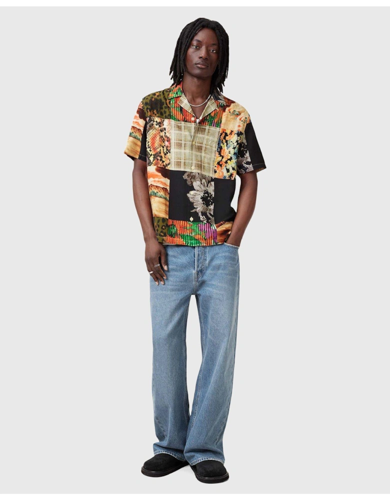 Patches Short Sleeve Shirt - Black/Multi