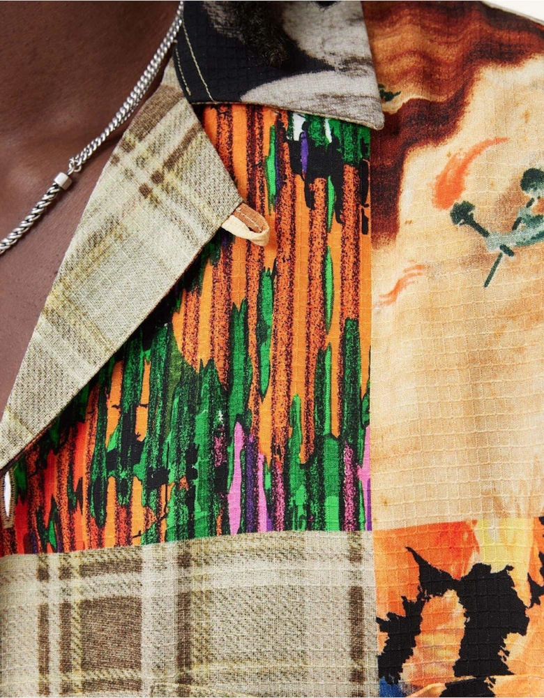 Patches Short Sleeve Shirt - Black/Multi