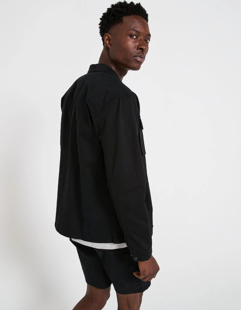 Garment Washed Overshirt - Black