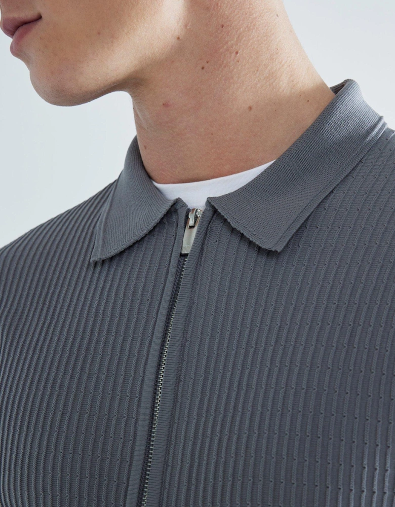 Brick Long Sleeve Knitted Shirt - Grey