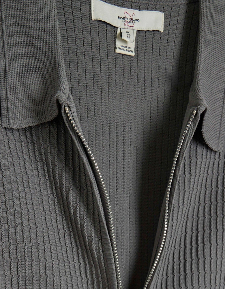 Brick Long Sleeve Knitted Shirt - Grey
