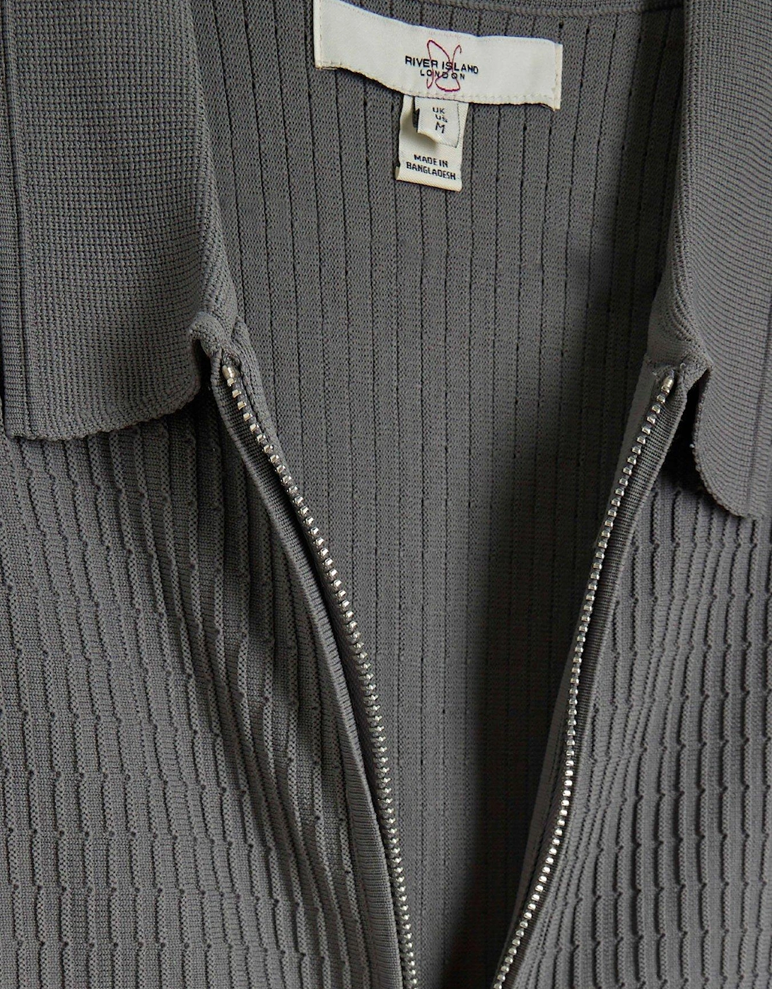 Brick Long Sleeve Knitted Shirt - Grey