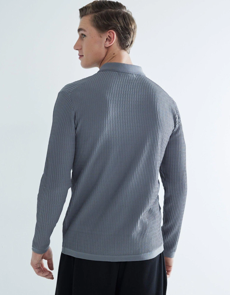 Brick Long Sleeve Knitted Shirt - Grey