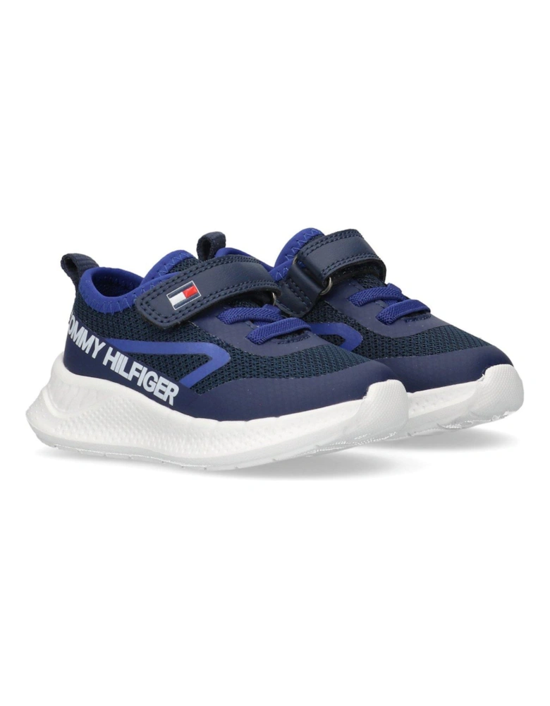 Boys Connor Low Cut Lace-Up/Velcro Trainers - Navy