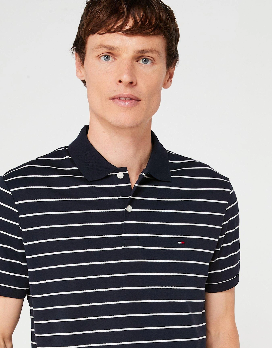 Regular Fit Liquid Cotton Stripe Polo Shirt - Blue
