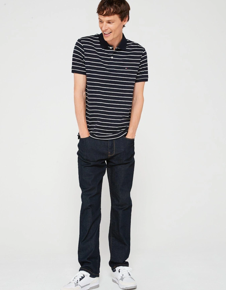 Regular Fit Liquid Cotton Stripe Polo Shirt - Blue