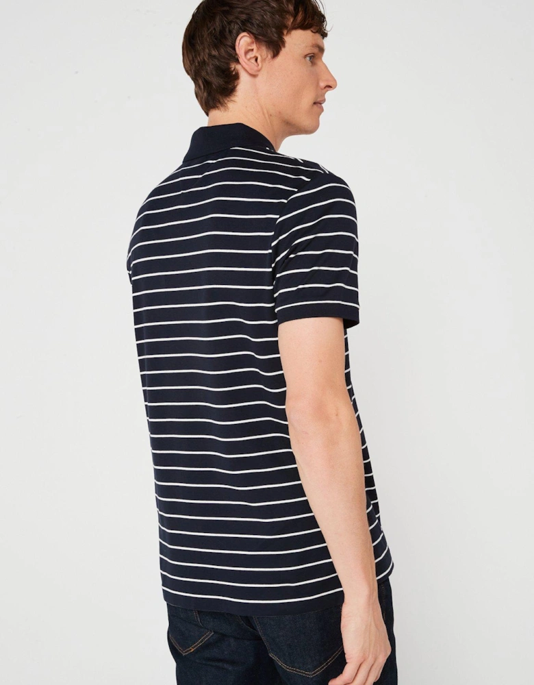 Regular Fit Liquid Cotton Stripe Polo Shirt - Blue
