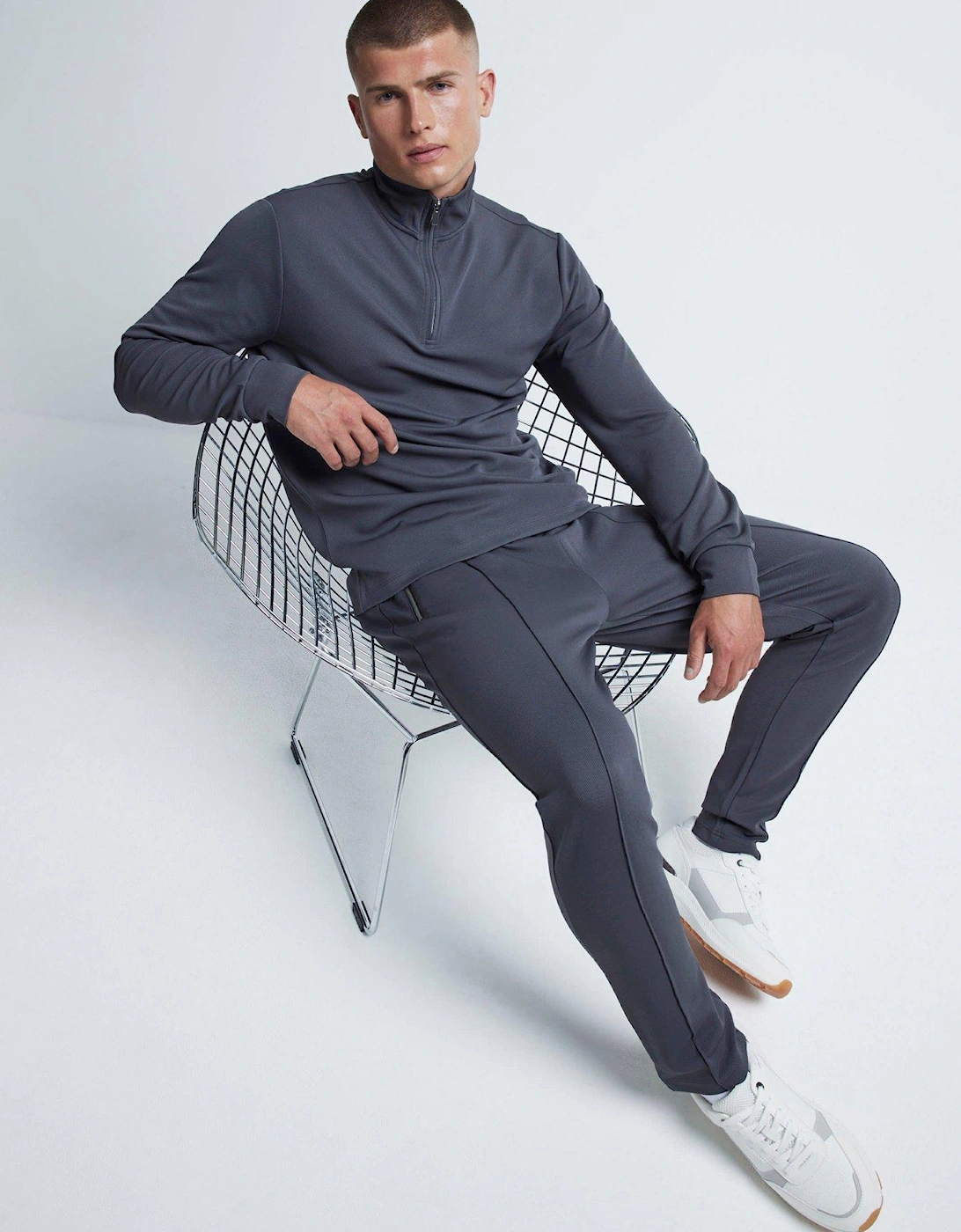 Slim Fit Twill Smart Joggers - Grey
