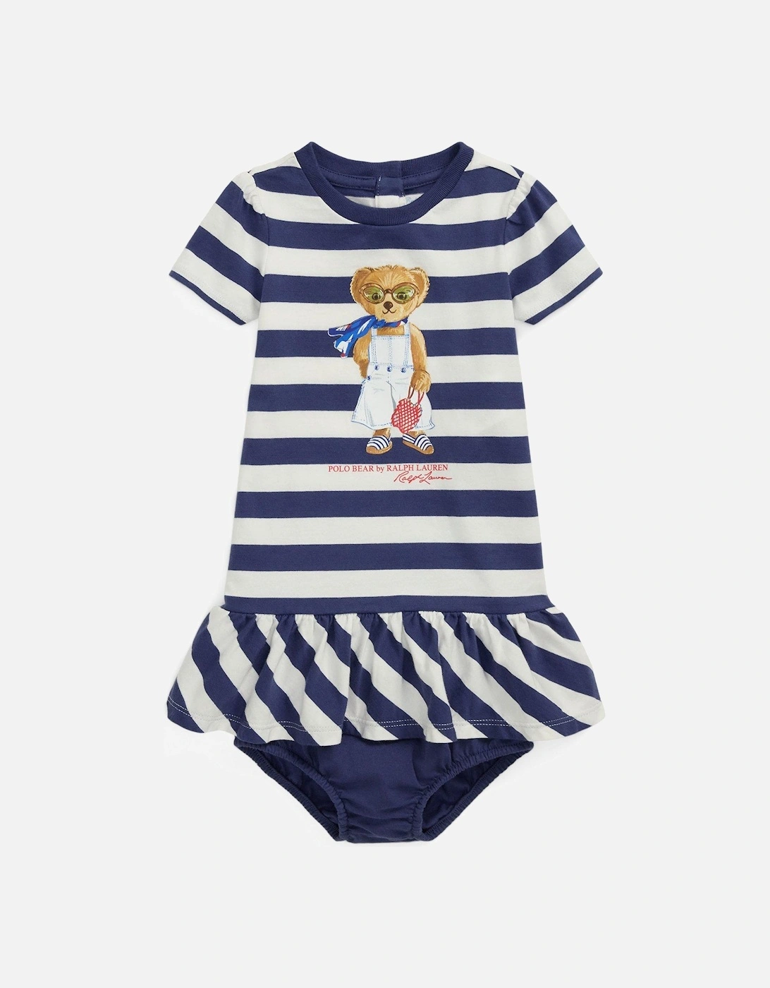 Baby Girls Bear Stripe Dress - Navy, 4 of 3