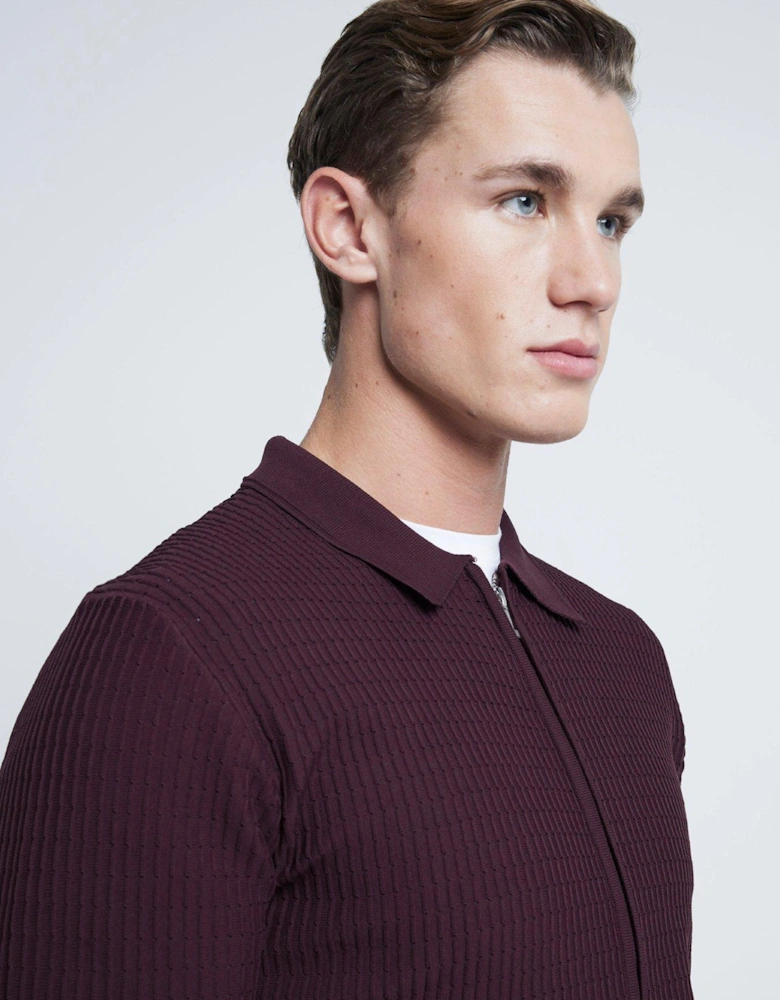 Brick Long Sleeve Knitted Shirt - Dark Red