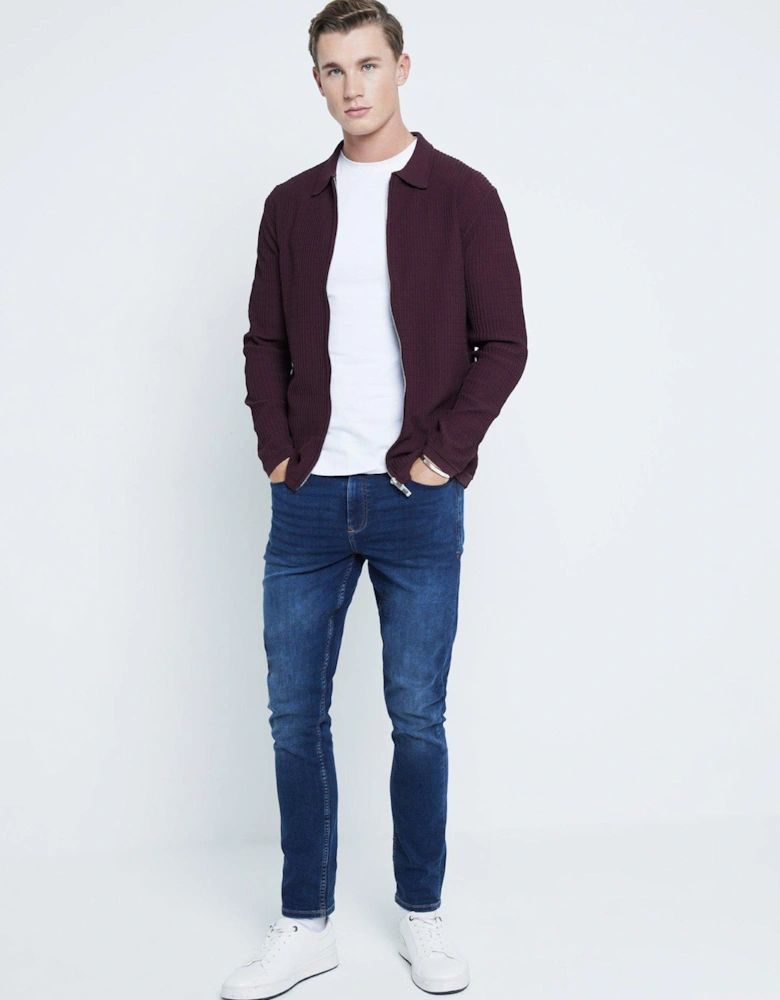 Brick Long Sleeve Knitted Shirt - Dark Red