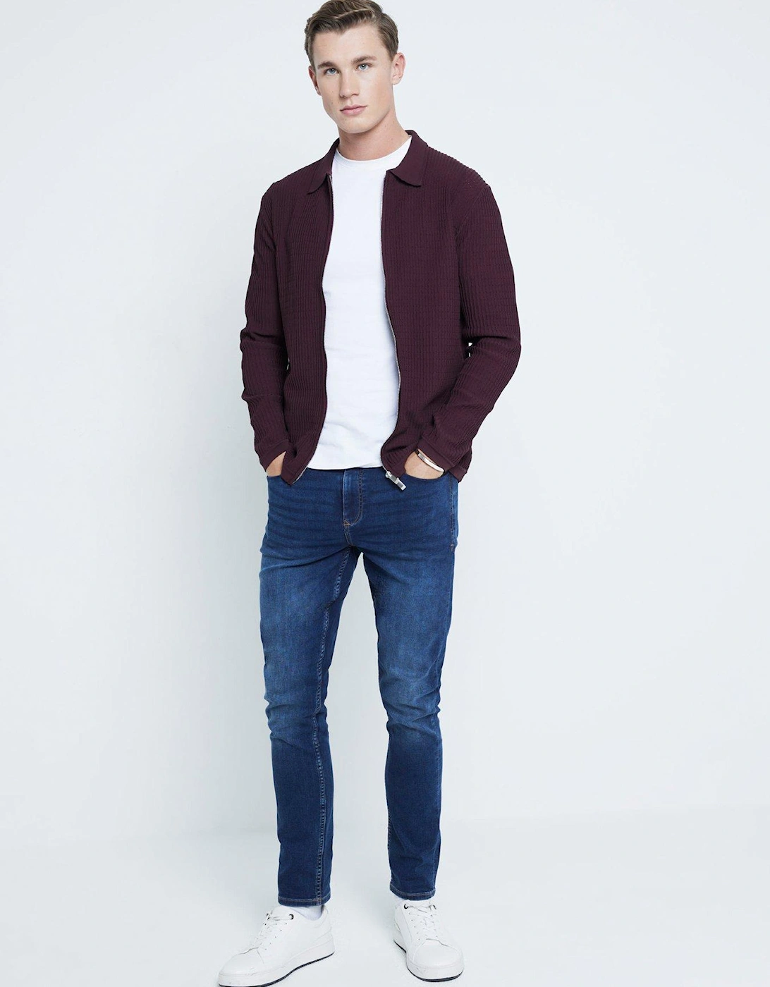 Brick Long Sleeve Knitted Shirt - Dark Red