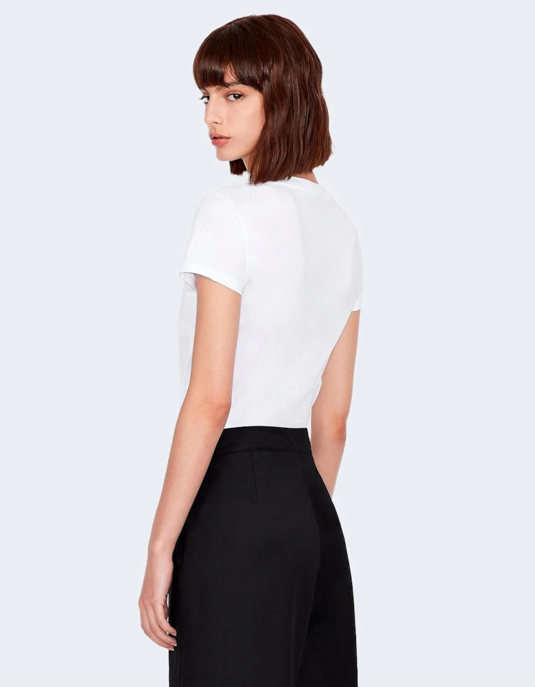 Printed Round Neck Short Sleeve T-Shirt Women - White Shirts
