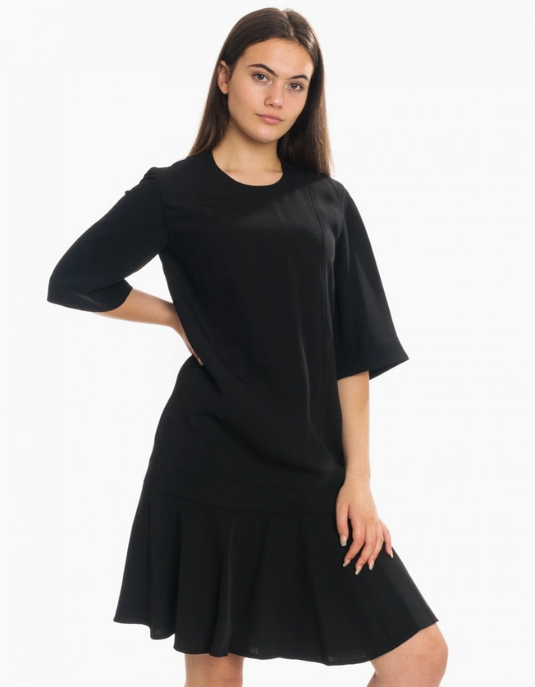 Calvin Klein Women's Calvin Klein Smooth Twill Layer SLV Womens Short Sleeve Dress - Black