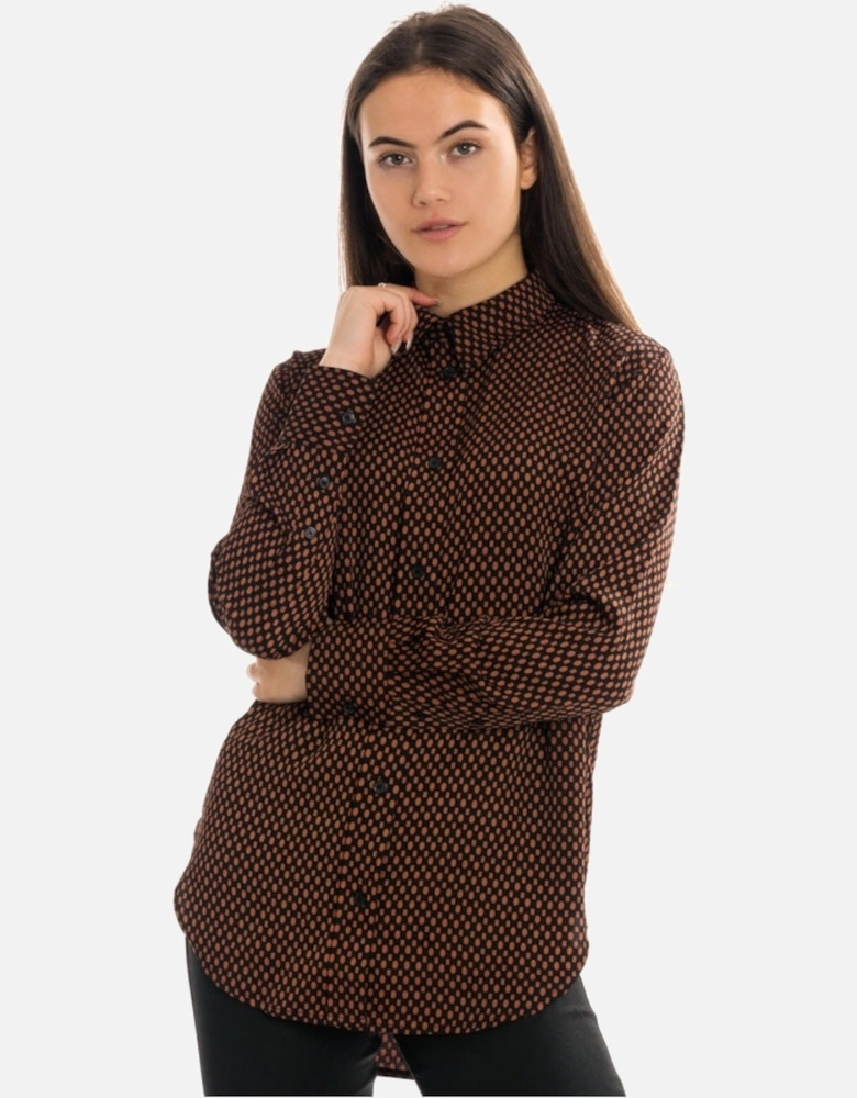 Print Geometric Relaxed Long Sleeve Womens Shirt