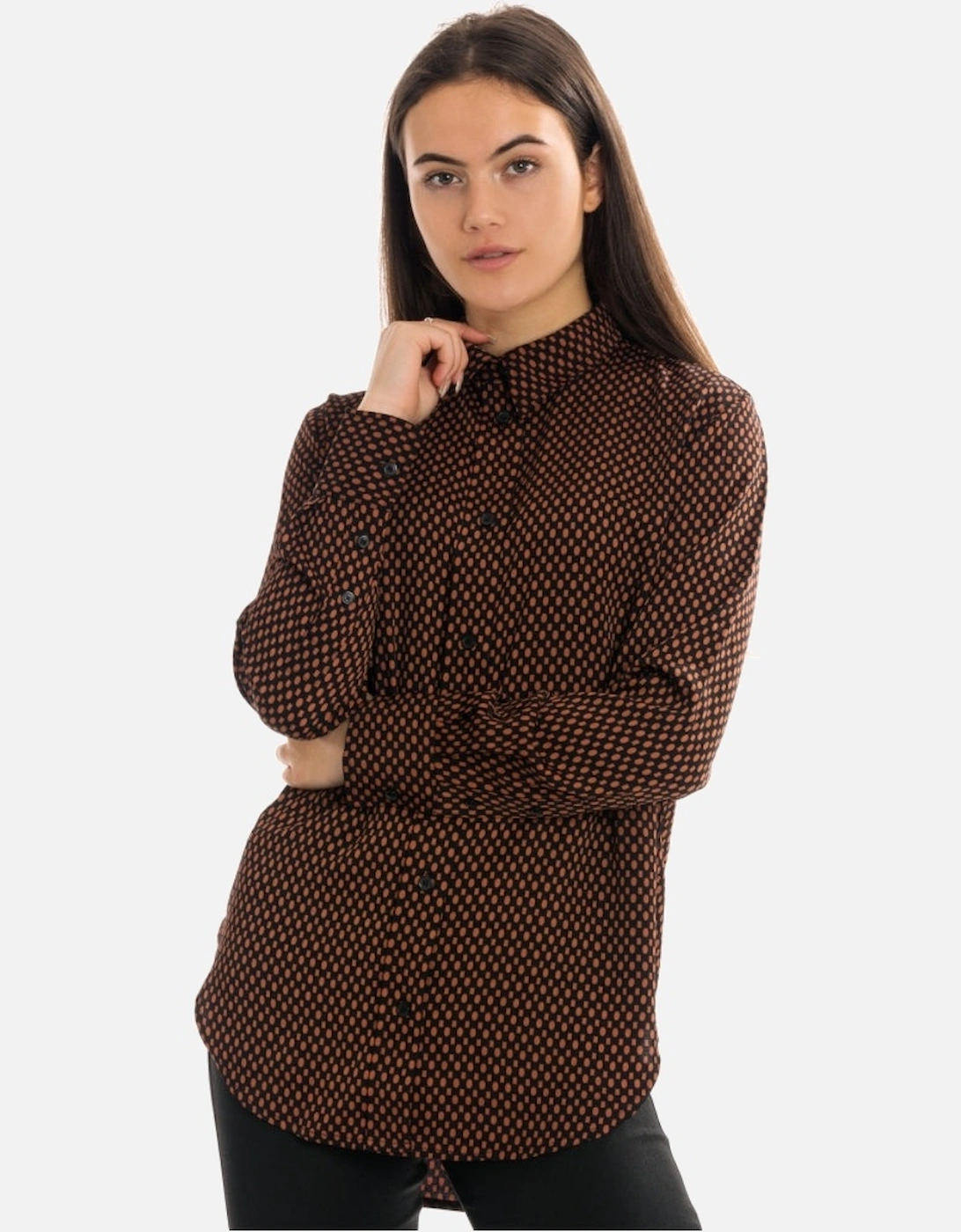 Print Geometric Relaxed Long Sleeve Womens Shirt, 7 of 6