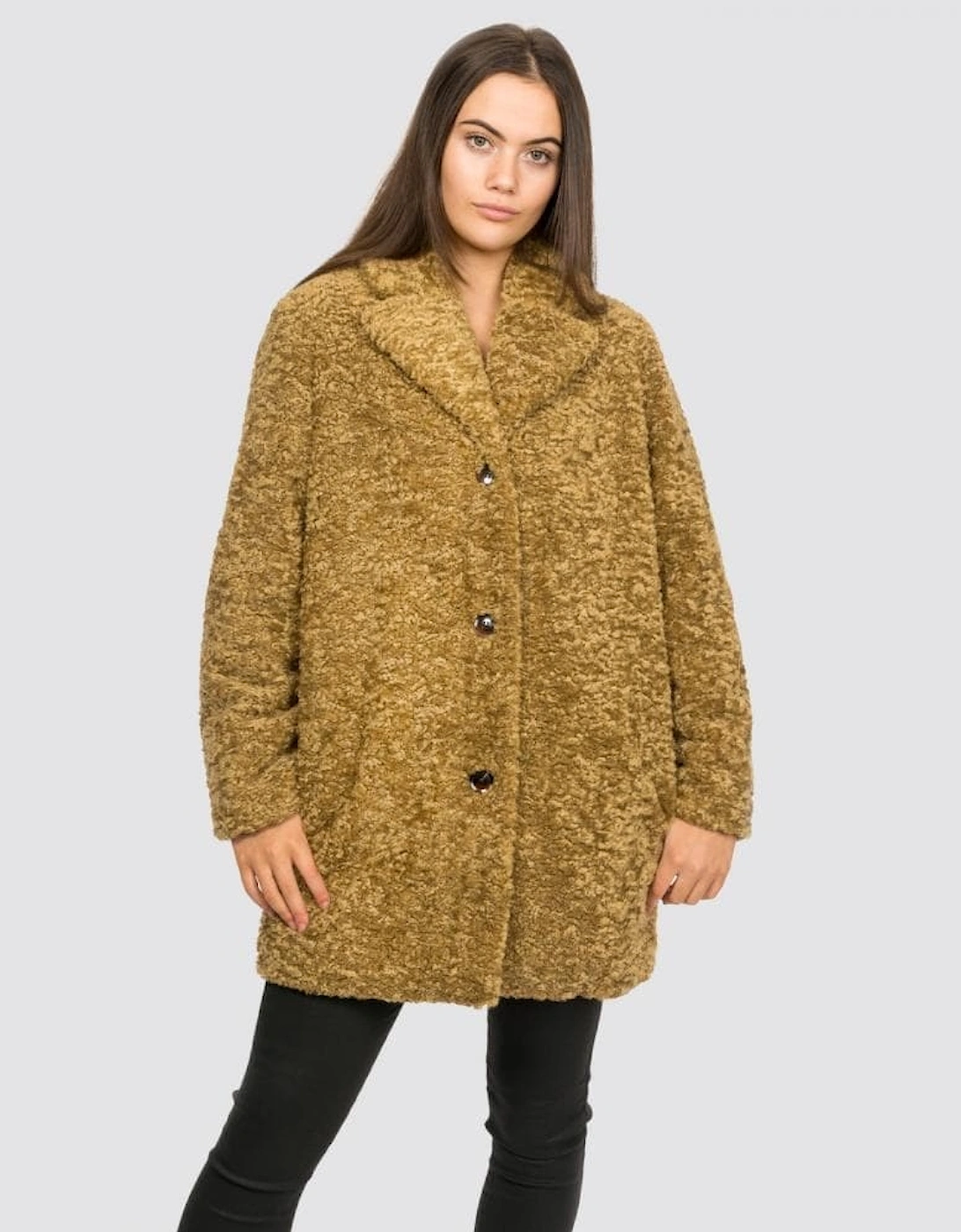 Natja Womens Faux Fur Teddy Bear Coat, 7 of 6