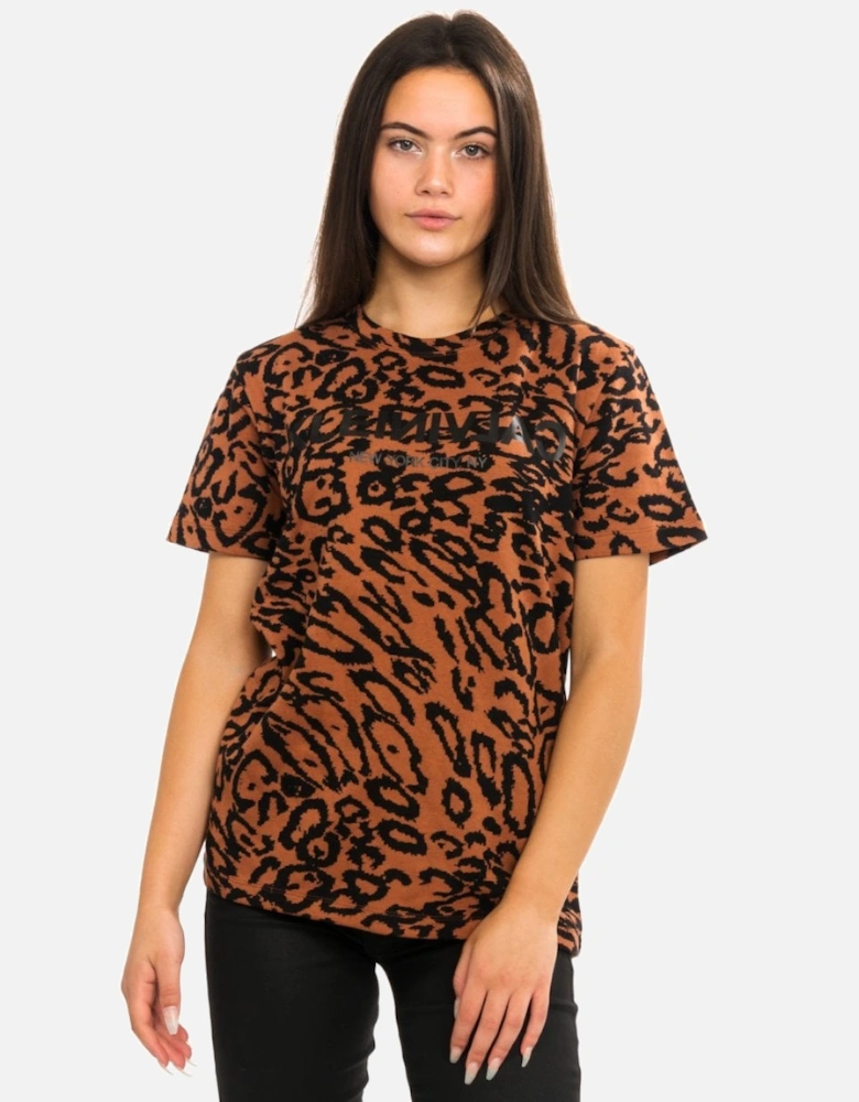 Wool Jacquard Leopard Womens Tee