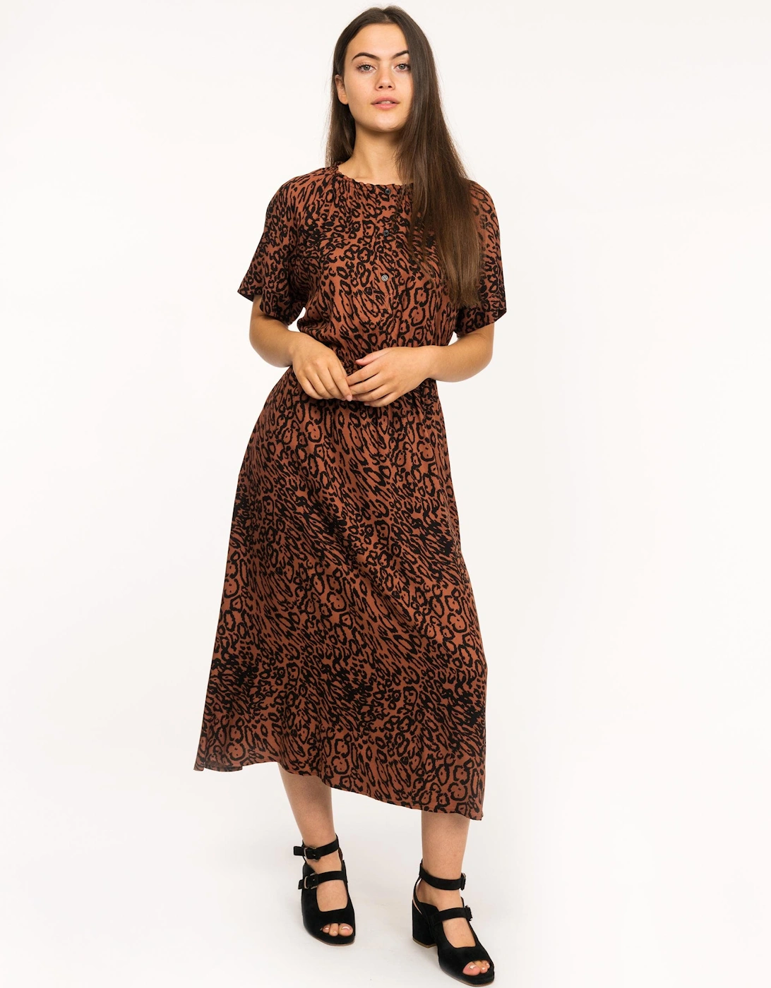 Short Sleeved Printed Midi Dress, 7 of 6