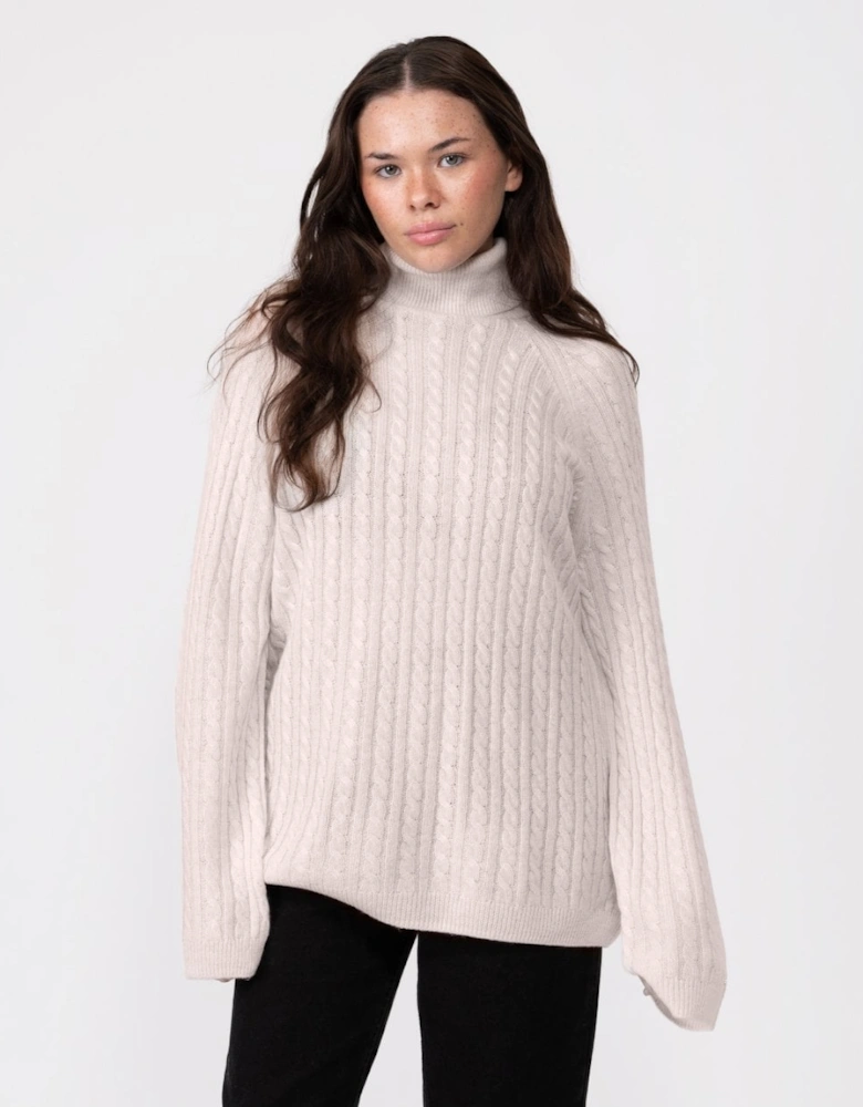 Cable Knit Womens Roll-Neck Jumper