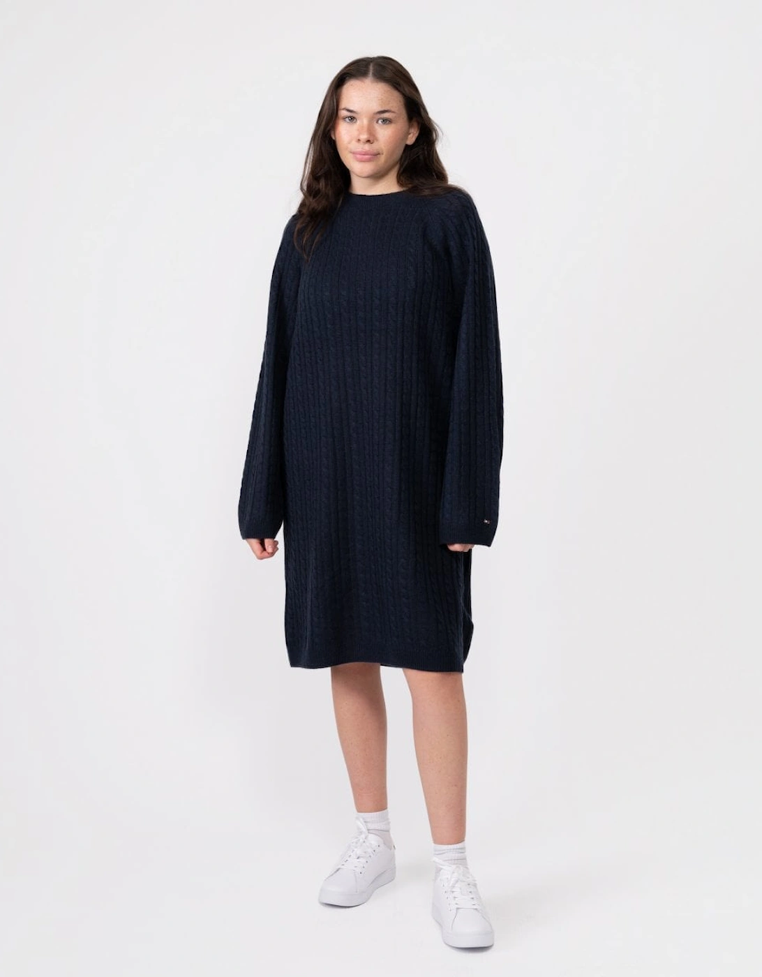 Women's Tommy Hilfiger Cable Knit Womens Relaxed Jumper Dress - Desert Sky - Blue/Black - Size: 10/8