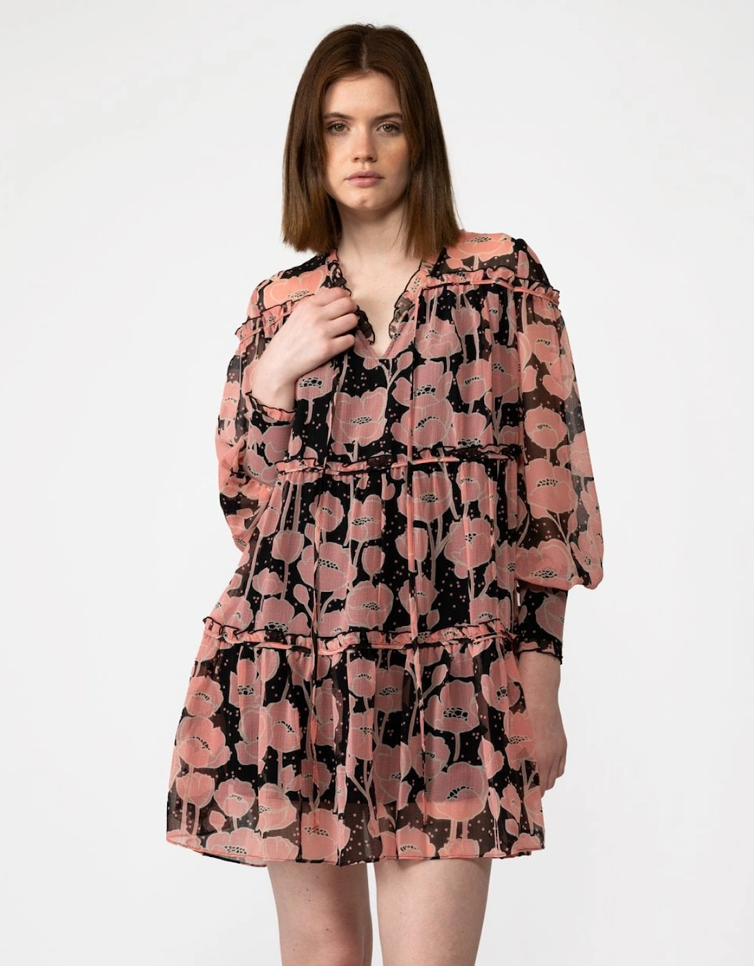 Sandror Womens Swing Mini Dress With Ruffled Tiers, 6 of 5