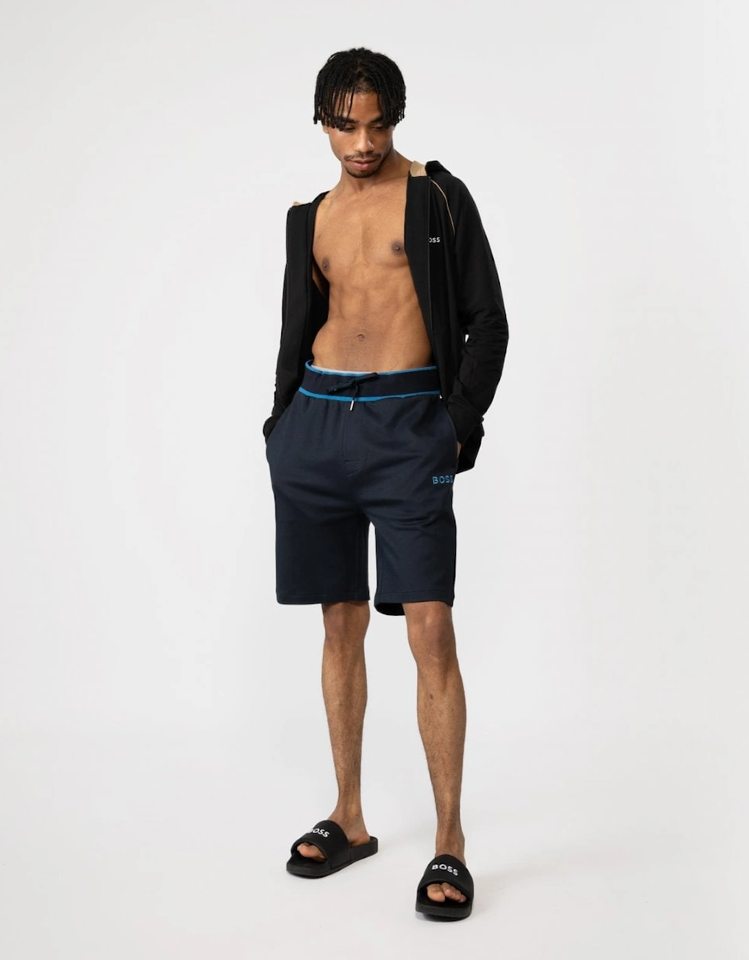 BOSS Orange Mens Embroidered-Logo Piqué Loungewear Shorts, 5 of 4