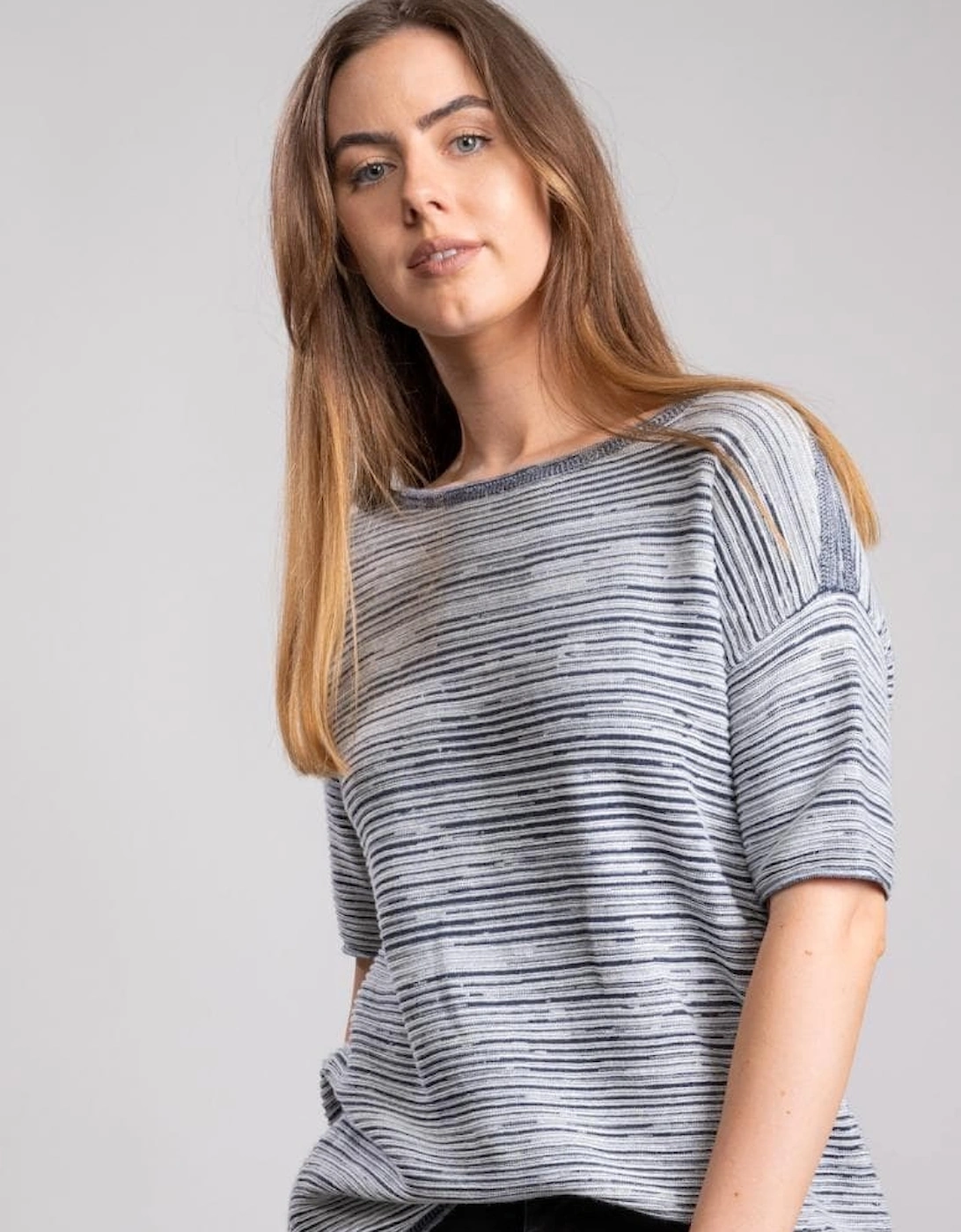 Women's Great Plains Olivia Ottoman Striped Womens Jumper - Grey - Size: 14