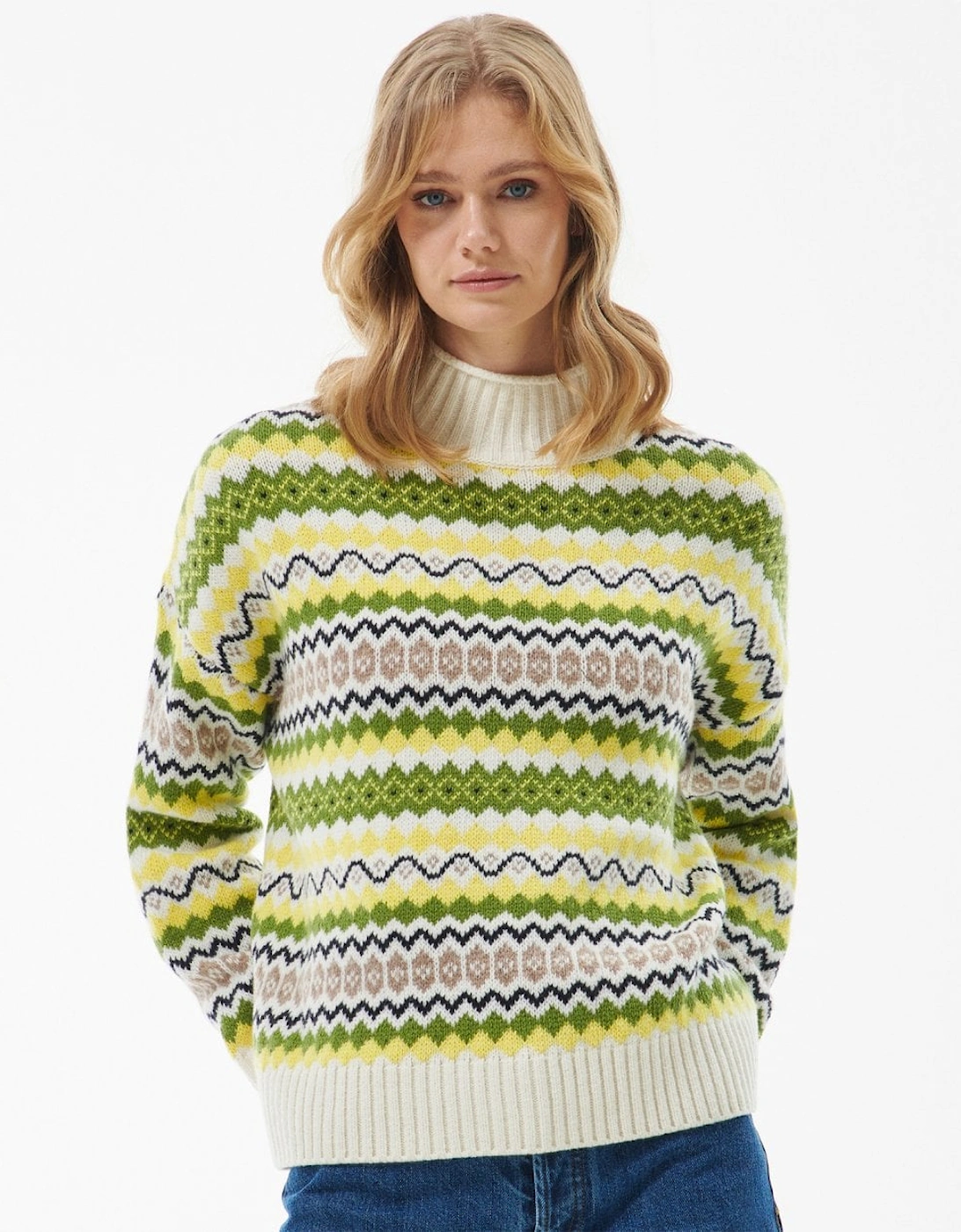 Holkham Womens Funnel Neck Fairisle Jumper, 9 of 8
