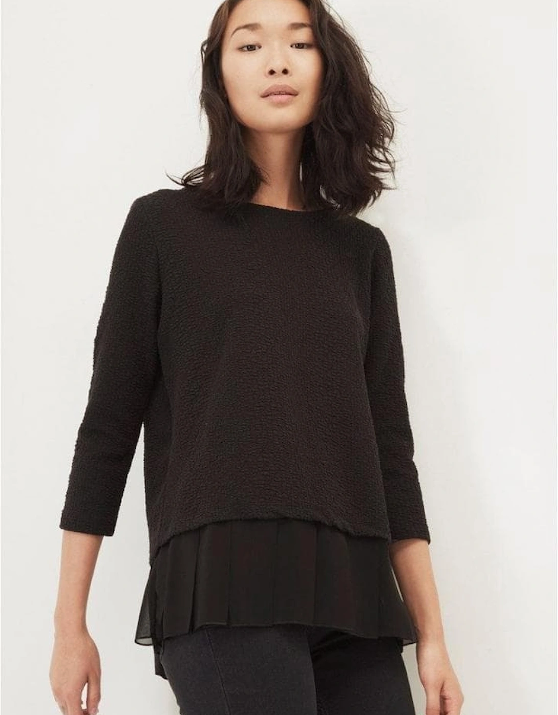 Great Plains Ripple Jersey Pleated Hem Womens Tee, 3 of 2