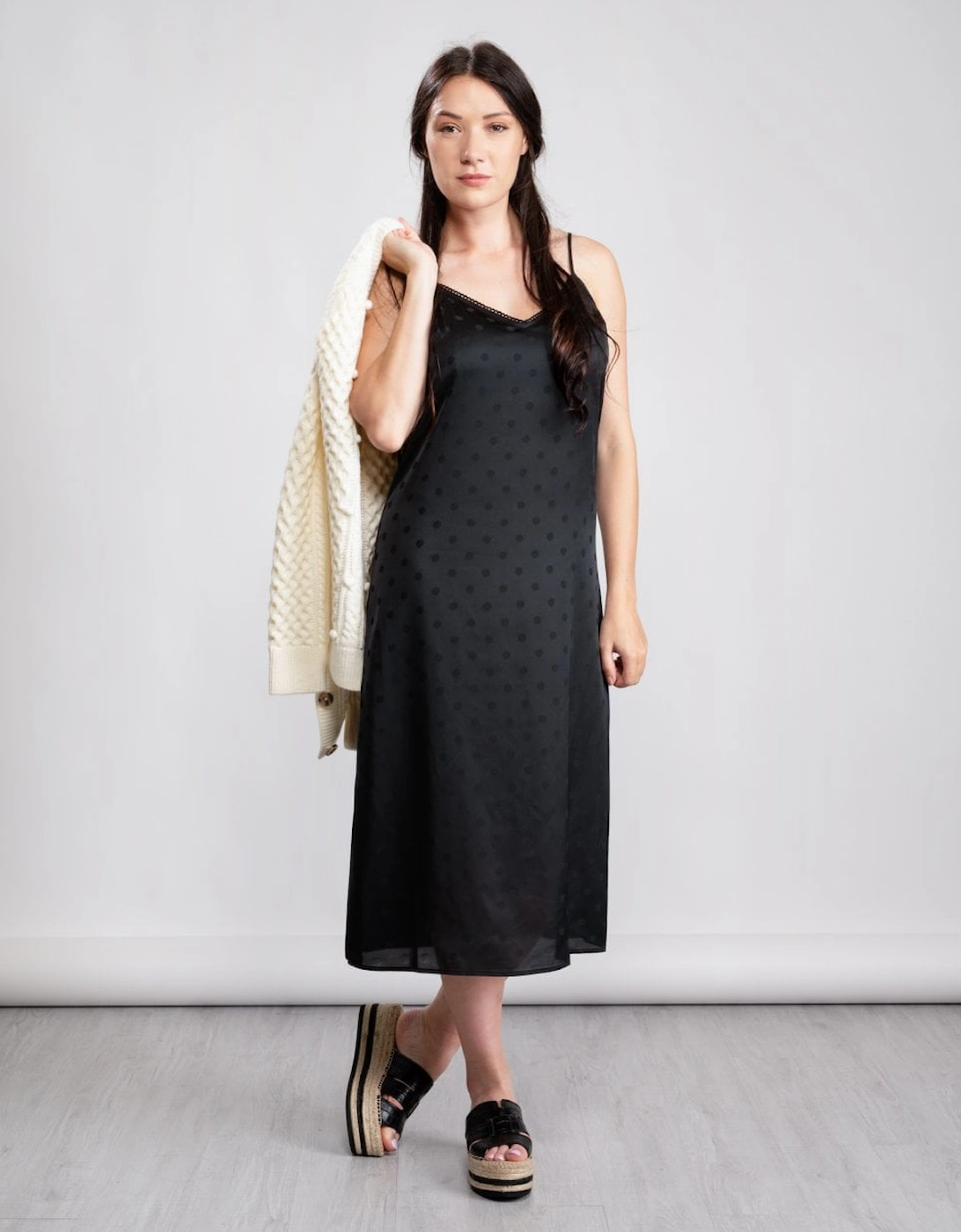 Polka Dot Slim Fit Womens Slip Dress, 7 of 6
