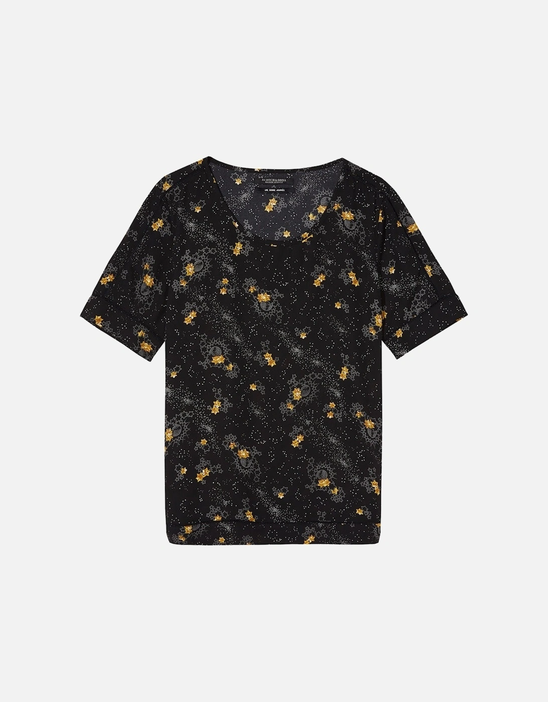 Silky Feel Printed Ladder Tape Detail Womens Blouse, 2 of 1