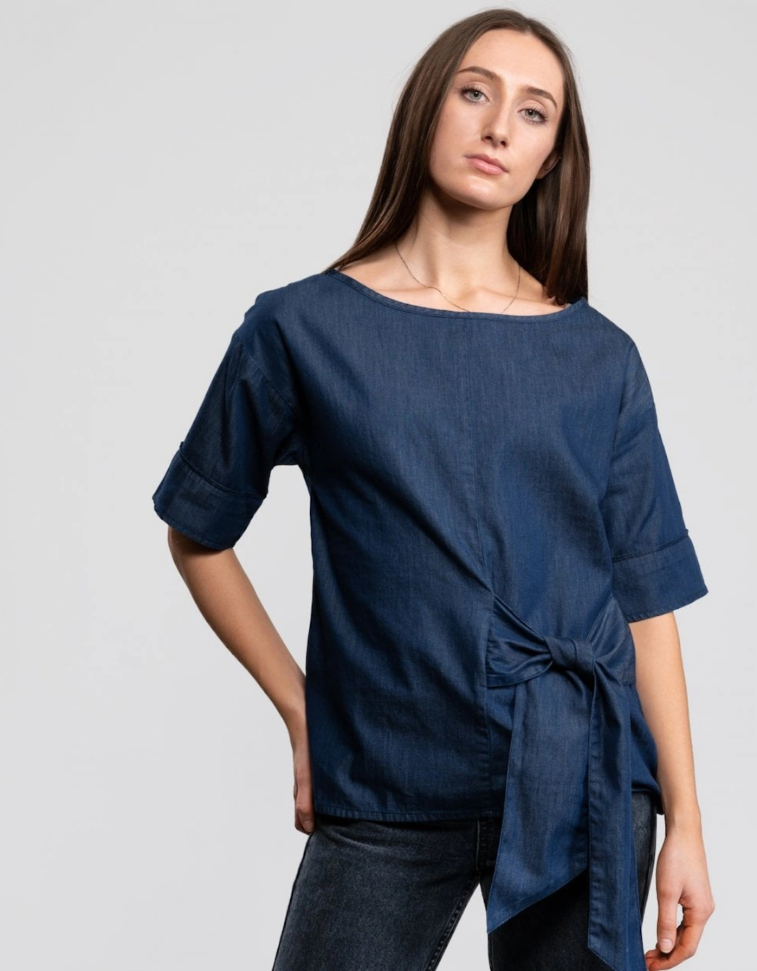 Great Plains Darla Denim Front Tie Womens Top, 6 of 5