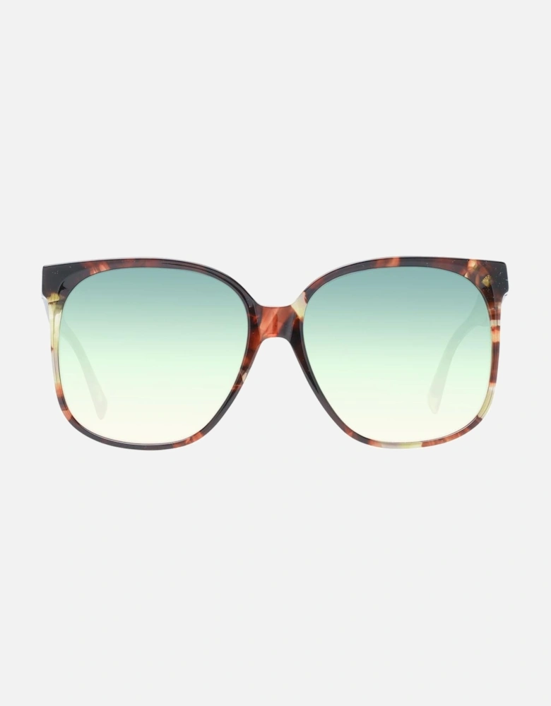 Multicolor Square Sunglasses with Green Gradient Lenses Women