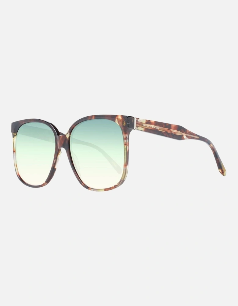 Multicolor Square Sunglasses with Green Gradient Lenses Women