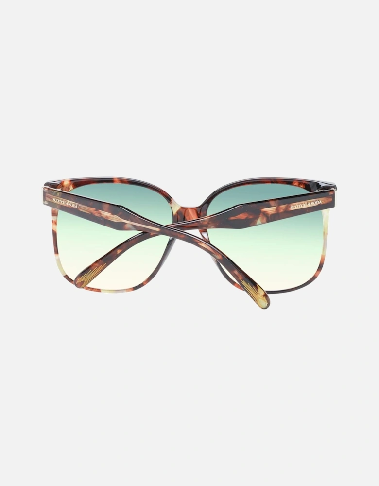 Multicolor Square Sunglasses with Green Gradient Lenses Women