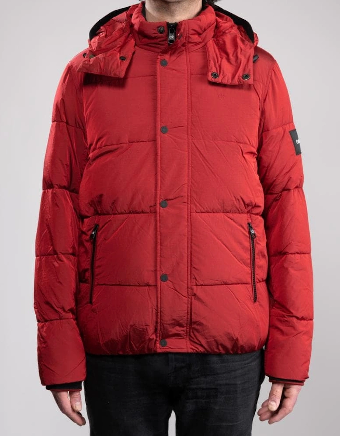 Men's Calvin Klein Mens Crinkle Nylon Mid Jacket - Red - Size: 40/Regular
